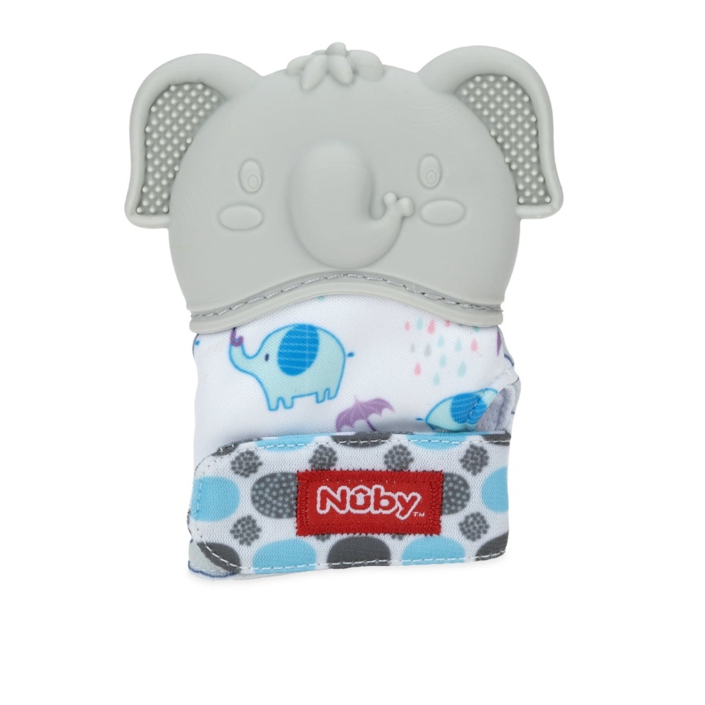 Nuby Happy Hands Teething Mitten - Gray Elephant